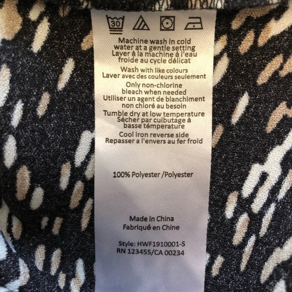 HALSTON oversized blouse long sleeve tunic Button up black abstract print Medium - Picture 6 of 11